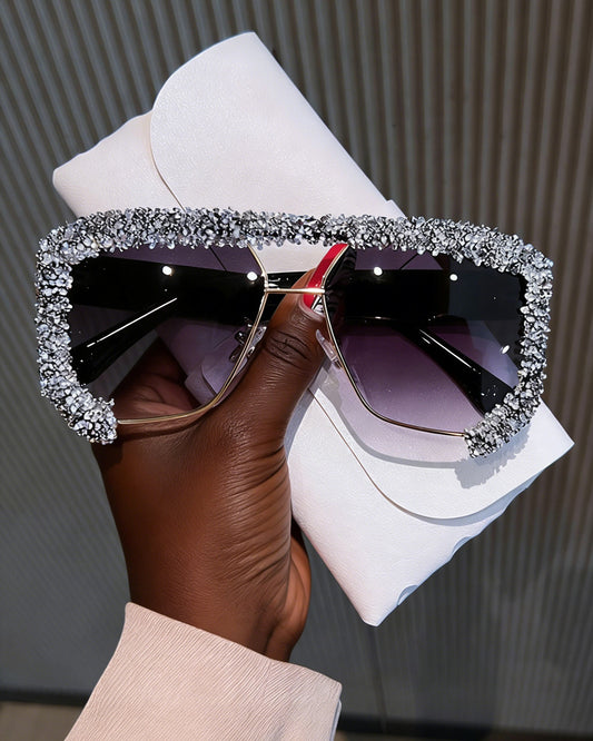 Luxury Rhinestone-Embellished Polygon-Shaped Sunglasses