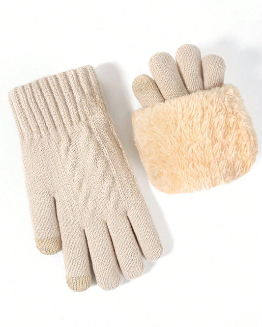 Warm Gloves Velvet Padded Arctic Velvet Winter Touch Screen Knitted Gloves