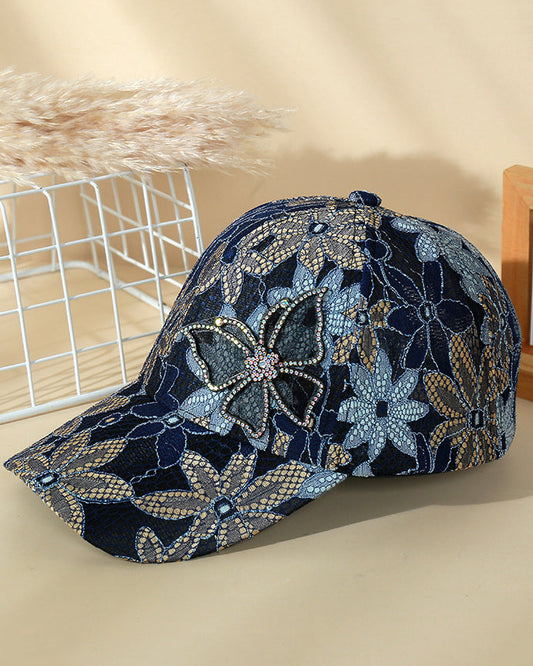 High-quality Lace Rhinestone Butterfly Baseball Cap