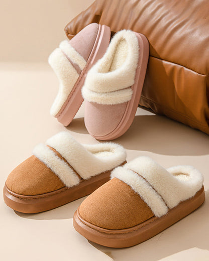 Indoor Home Cotton Slippers Warm Plush Thick-soled Cotton Slippers