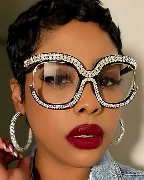 Rhinestone Glasses Fashion Women Oversized Glasses