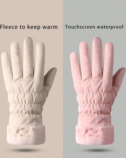 Warm Gloves Velvet Thickened Outgoing Windproof Water-repellent Ski Gloves
