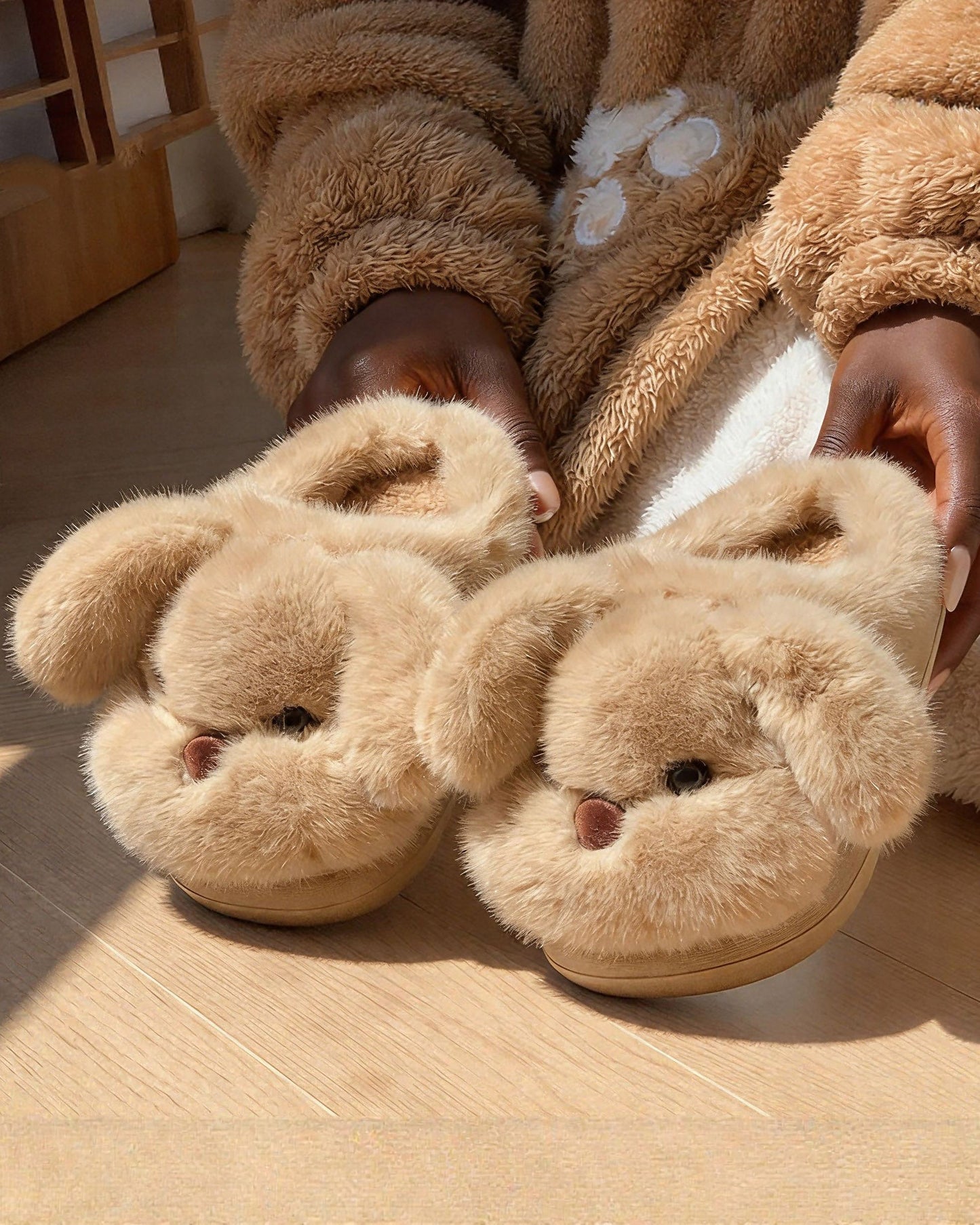 Plush Puppy Non-slip Cotton Slippers