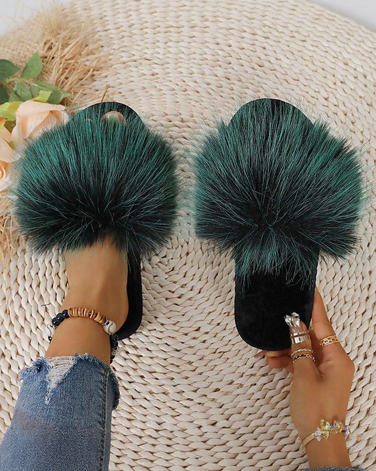 Fluffy Decor Home Slippers, Soft Sole Lightweight Slip On Cozy Slides