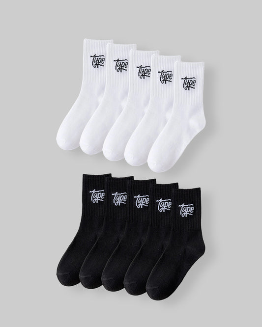 5 Pairs/10 Pairs Men/Women Solid Color Ankle Socks,  Black & White, Versatile Crew Socks For All Seasons, Fall
