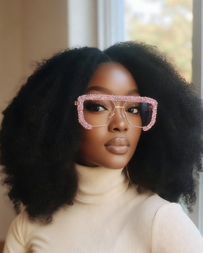 Luxury Rhinestone-Embellished Polygon-Shaped Sunglasses