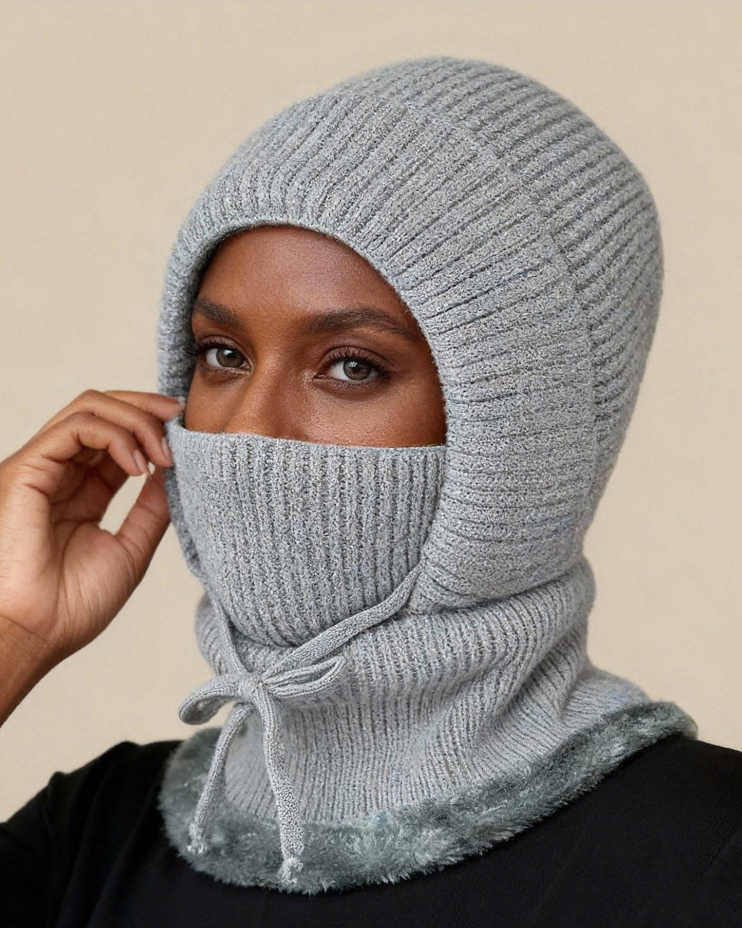 Hat Scarf Mask One-piece Plus Velvet Warm Cold-proof Wind Knitted Wool Hat