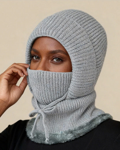 Hat Scarf Mask One-piece Plus Velvet Warm Cold-proof Wind Knitted Wool Hat