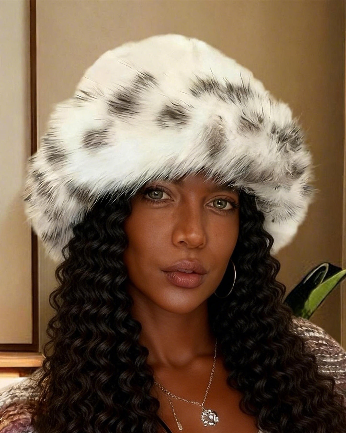 Women'S Fuzzy Leopard Print Beanie - Cozy Winter Skull Cap with Ear Protection