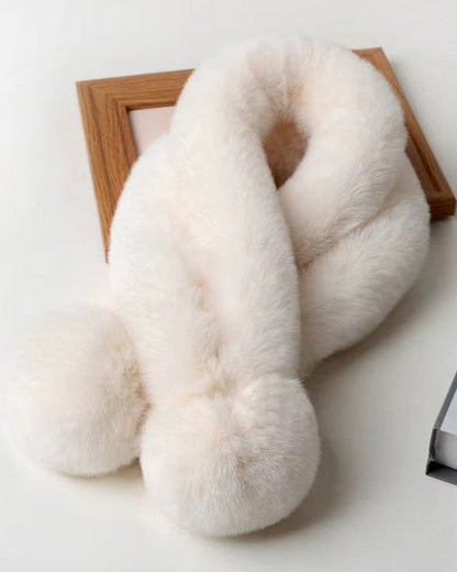 Solid Color Fashion Scarf Warm Imitation Rex Rabbit Fur Scarf