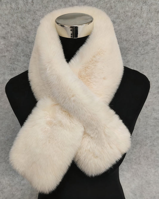 Imitation Rex Rabbit Fur Scarf Women's Winter Double-sided Plush Thickened Warm New Cross Neck Wool Collar Shawl
