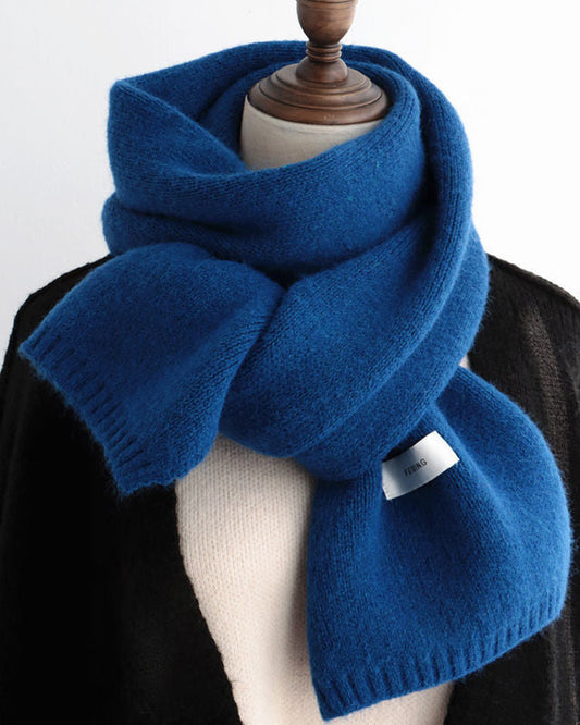 Solid Color Knitted Wool Scarf Women's Autumn And Winter Cashmere Winter Warm Small Scarf