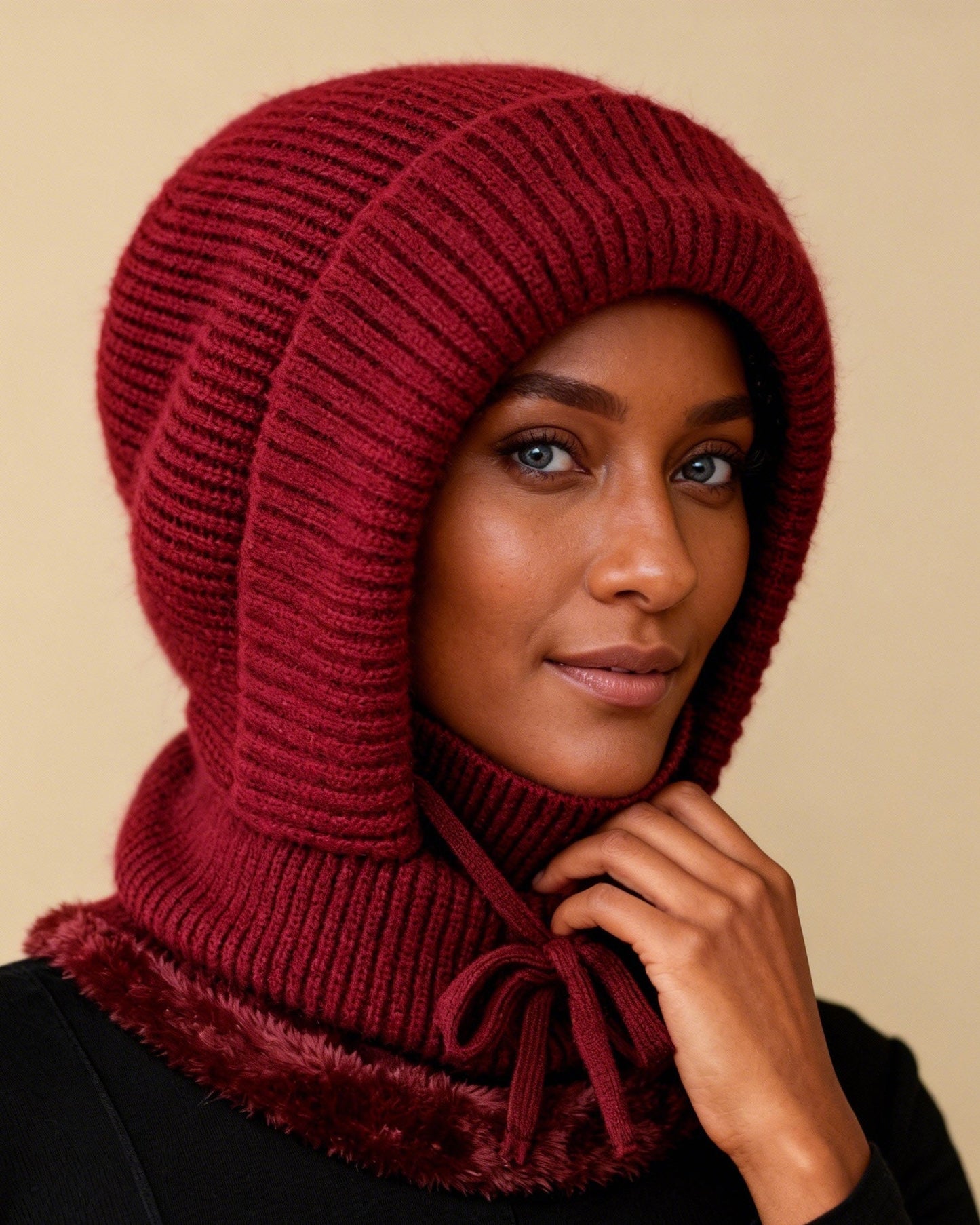 Hat Scarf Mask One-piece Plus Velvet Warm Cold-proof Wind Knitted Wool Hat