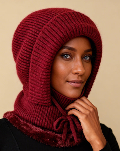 Hat Scarf Mask One-piece Plus Velvet Warm Cold-proof Wind Knitted Wool Hat