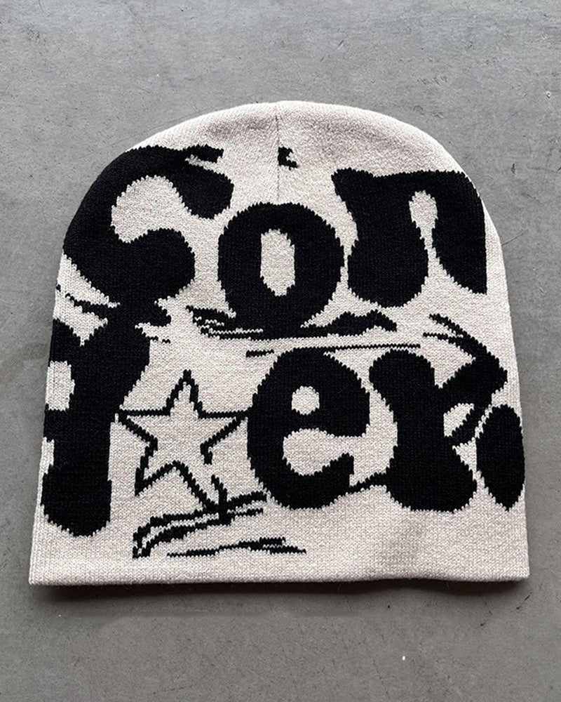 Woolen Knitted Letter Jacquard Beanie