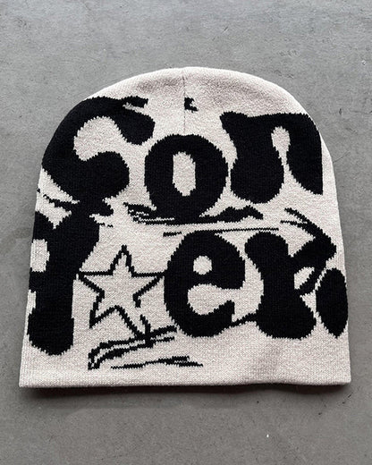 Woolen Knitted Letter Jacquard Beanie