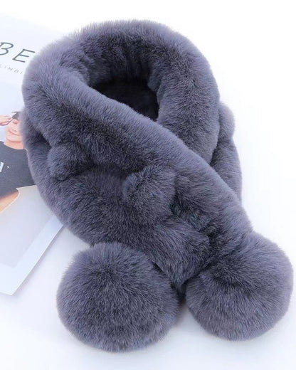 Solid Color Fashion Scarf Warm Imitation Rex Rabbit Fur Scarf