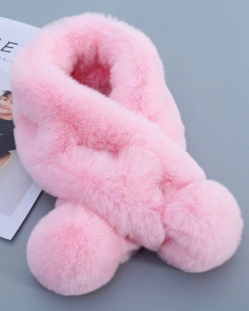 Solid Color Fashion Scarf Warm Imitation Rex Rabbit Fur Scarf