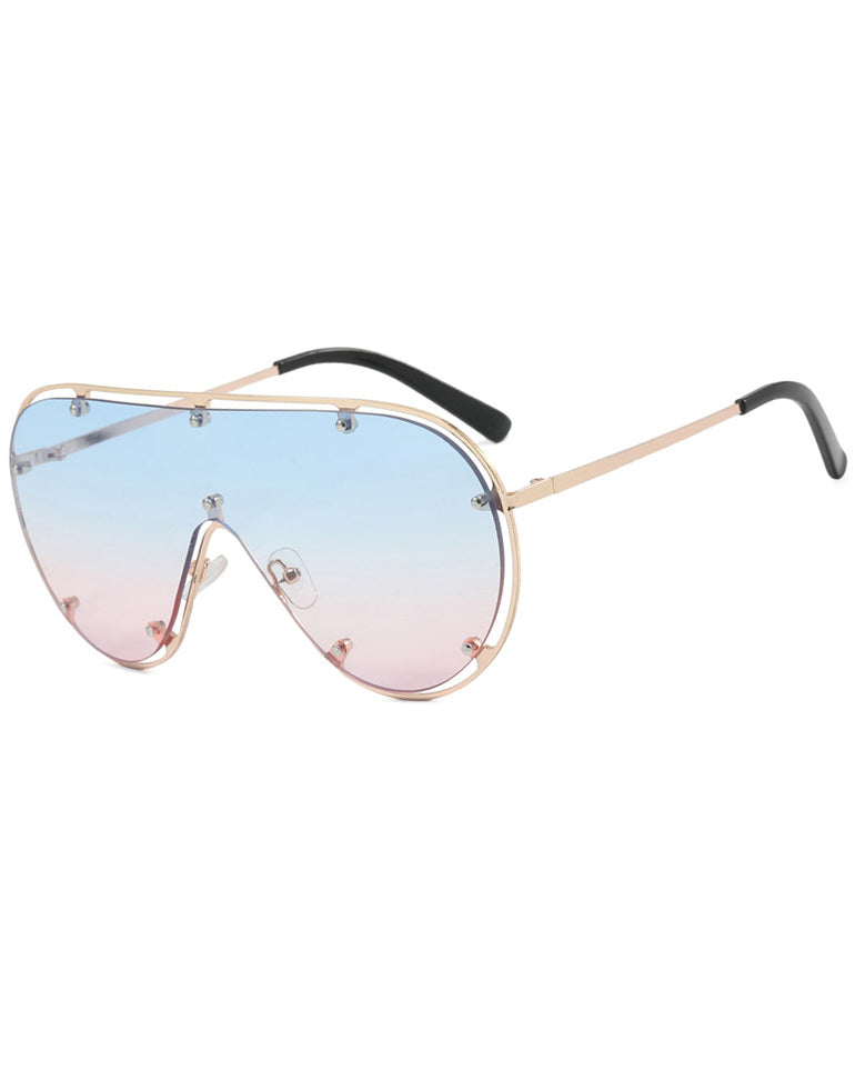 Metal-studded Oversized Frame Sunglasses
