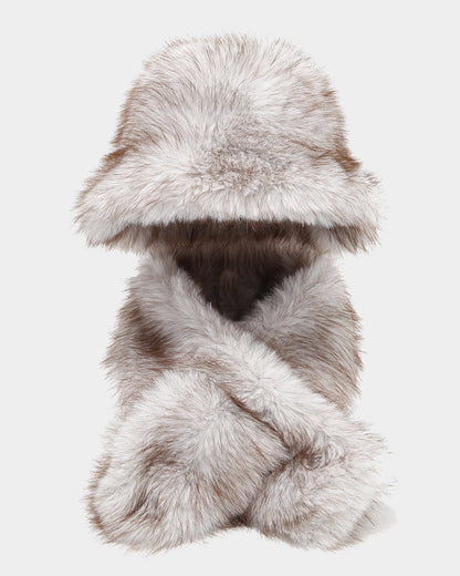 Solid Color Fluffy Plush Two-Piece Set: Scarf & Fisherman Hat