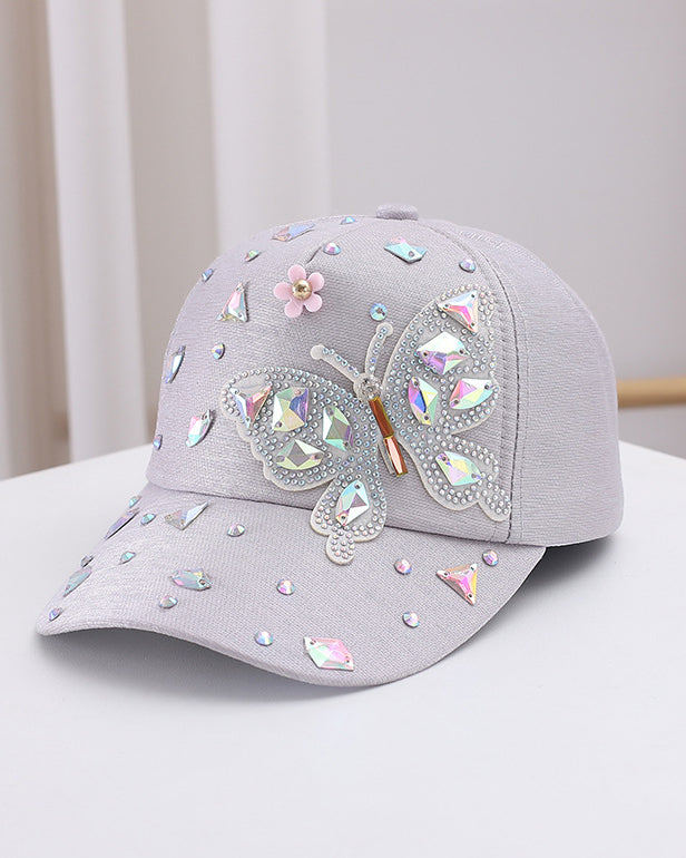 Colorful Glass Rhinestone Butterfly Baseball Cap