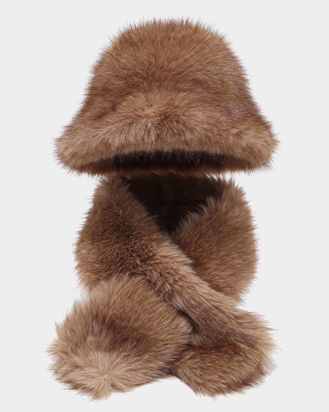 Solid Color Fluffy Plush Two-Piece Set: Scarf & Fisherman Hat