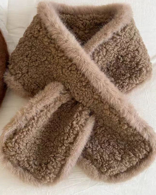 Lamb Wool Crisscross Snood Scarf