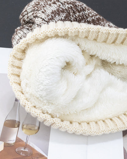 Cozy Fleece-Lined Warm Knit Slouchy Beanie