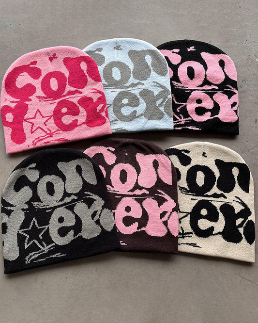 Woolen Knitted Letter Jacquard Beanie