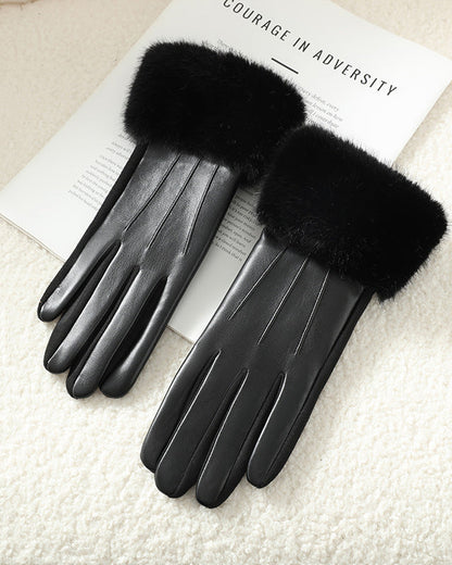 Faux Leather Plush Fleece-Lined Soft & Warm Gloves