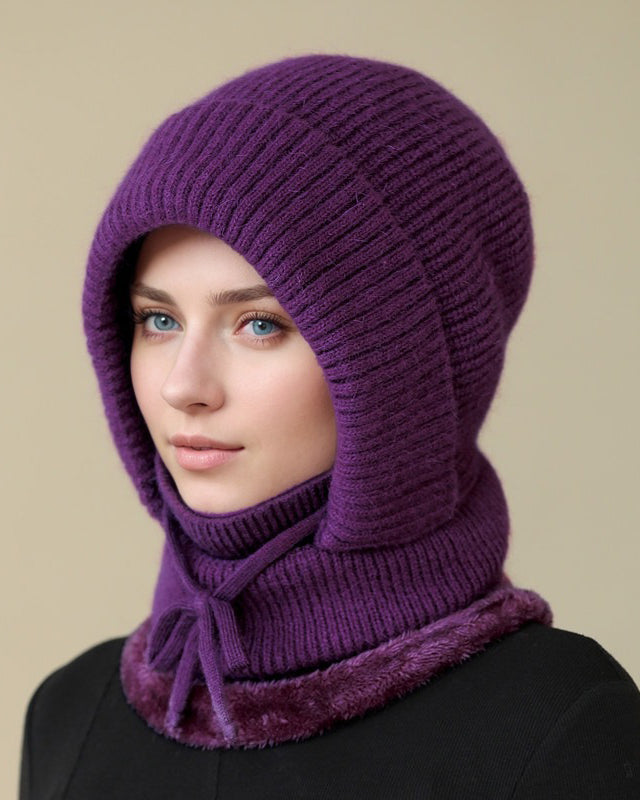 Hat Scarf Mask One-piece Plus Velvet Warm Cold-proof Wind Knitted Wool Hat
