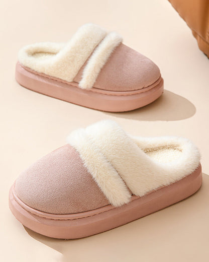 Indoor Home Cotton Slippers Warm Plush Thick-soled Cotton Slippers