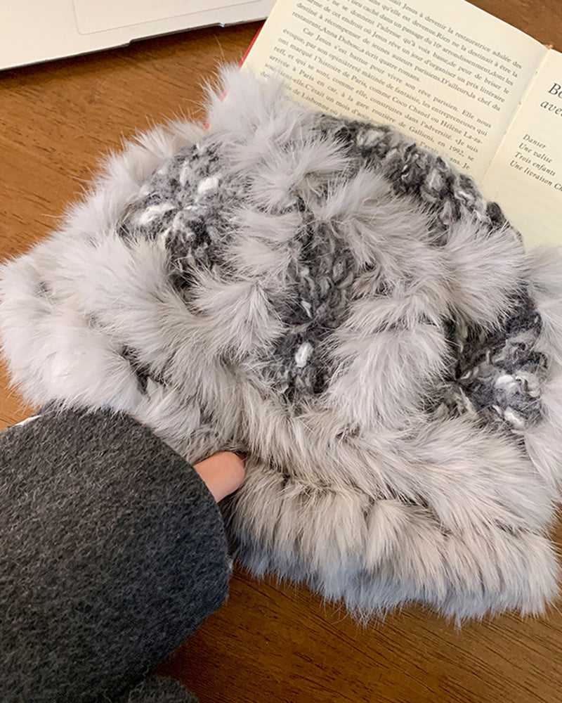 Angora Chunky-Knit Plush Slouchy Beanie