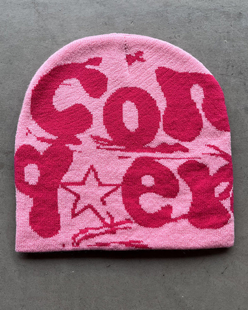 Woolen Knitted Letter Jacquard Beanie