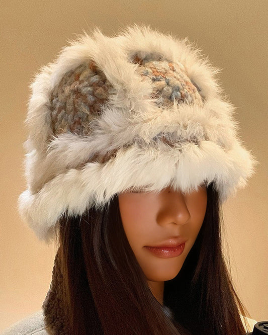 Angora Chunky-Knit Plush Slouchy Beanie