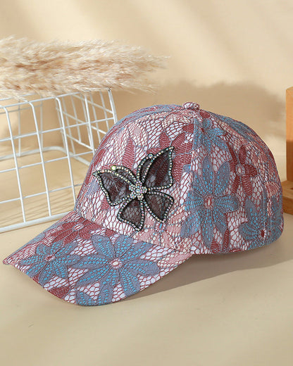 High-quality Lace Rhinestone Butterfly Baseball Cap