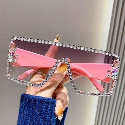 UV-Protective Oversized Diamond-Accented Sunglasses