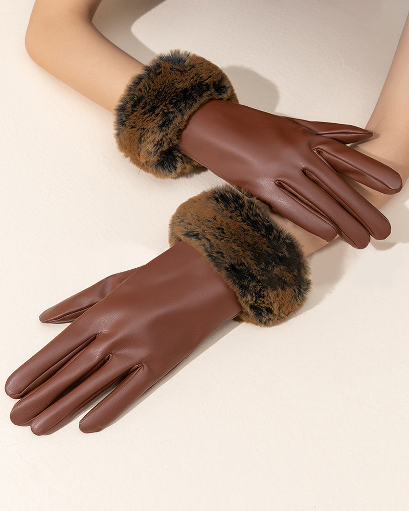 Warm Windproof Waterproof Velvet Thickened Fashion Hair Touch Screen Gloves