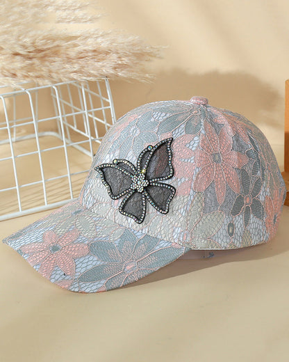 High-quality Lace Rhinestone Butterfly Baseball Cap