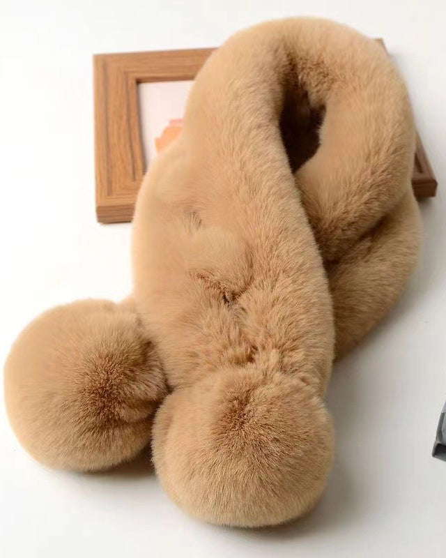 Solid Color Fashion Scarf Warm Imitation Rex Rabbit Fur Scarf