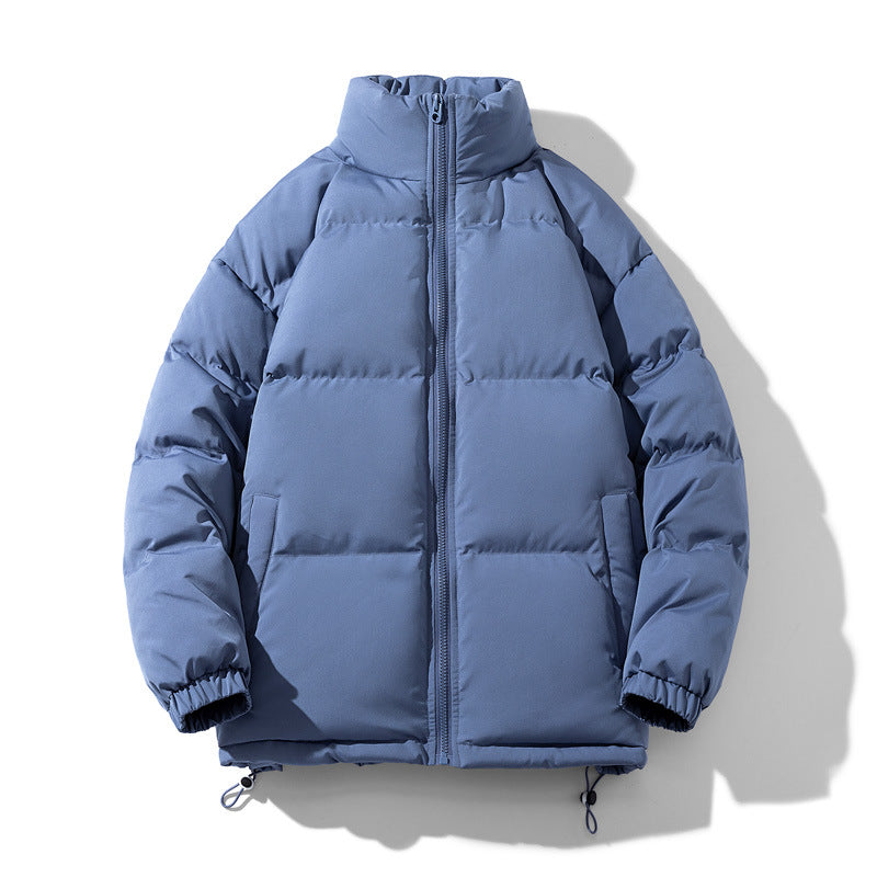 Solid Thickened Zipper Drawstring Cotton Jacket, Cold Weather Gear