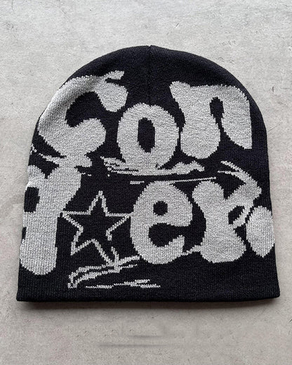 Woolen Knitted Letter Jacquard Beanie
