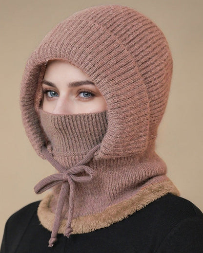 Hat Scarf Mask One-piece Plus Velvet Warm Cold-proof Wind Knitted Wool Hat