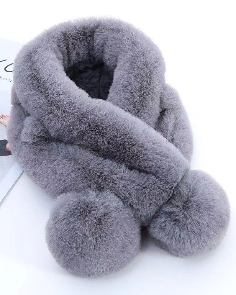 Solid Color Fashion Scarf Warm Imitation Rex Rabbit Fur Scarf