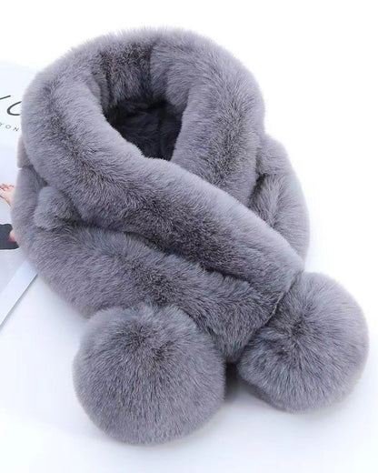 Solid Color Fashion Scarf Warm Imitation Rex Rabbit Fur Scarf