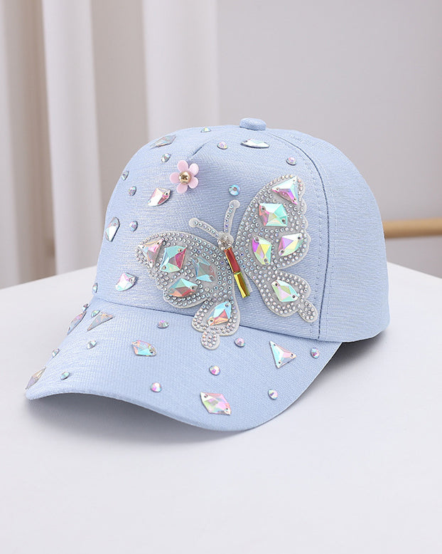 Colorful Glass Rhinestone Butterfly Baseball Cap