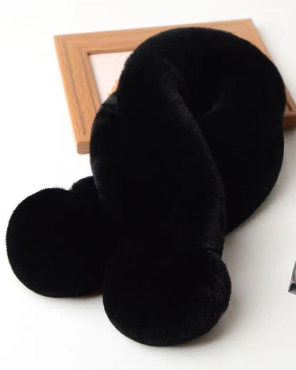 Solid Color Fashion Scarf Warm Imitation Rex Rabbit Fur Scarf