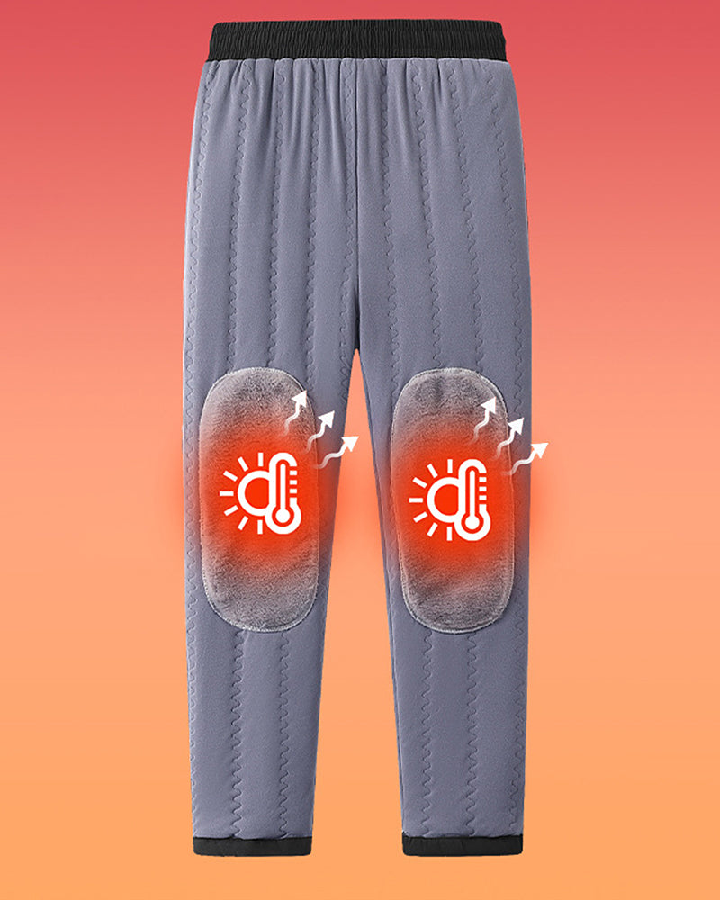 Big & Tall Men's Windproof And Cold-proof Thickened Outer Wear Knee Pads Warm Pants L-7XL