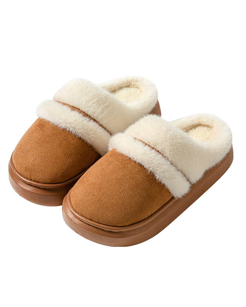 Indoor Home Cotton Slippers Warm Plush Thick-soled Cotton Slippers