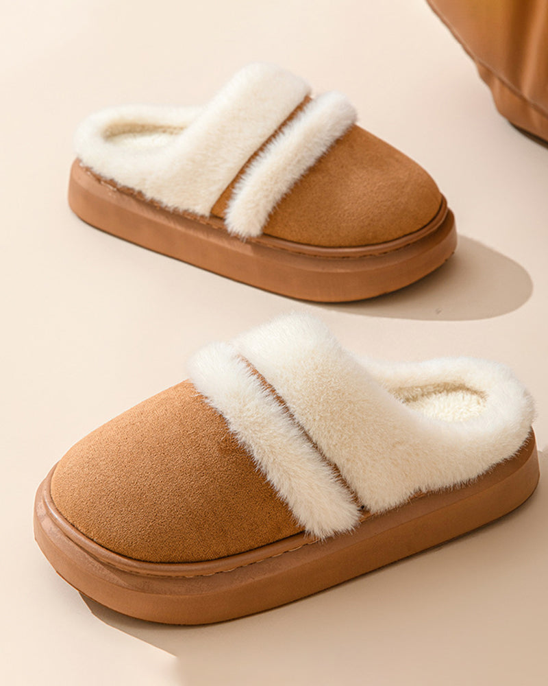 Indoor Home Cotton Slippers Warm Plush Thick-soled Cotton Slippers